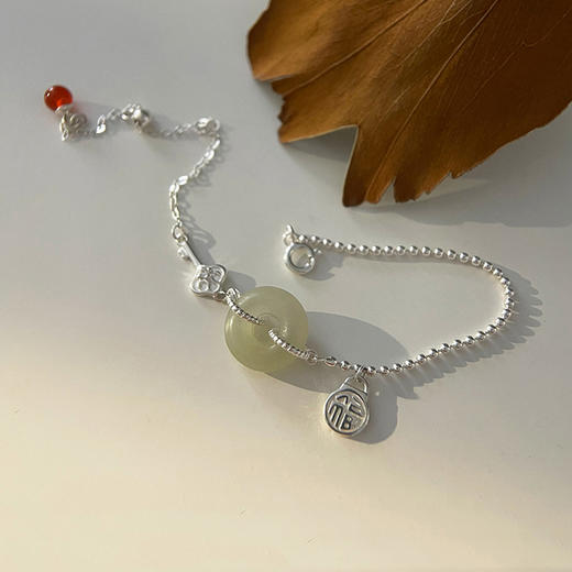 【国潮和田玉平安扣手环】新中式文艺红玛瑙手链 轻奢钥匙福字流苏手串 商品图1