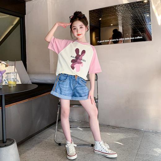 女童短袖T恤夏装2023新款洋气童装女大童儿童夏季半袖棉质上衣潮 商品图3