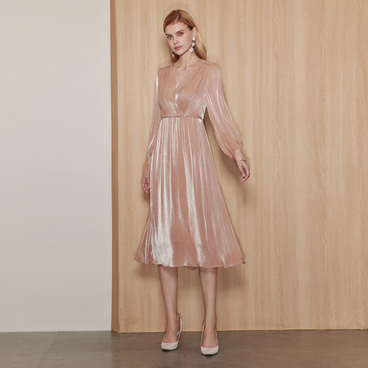 EITIE爱特爱秋季新款洋气优雅收腰长袖礼服长裙连衣裙7177805 商品图1