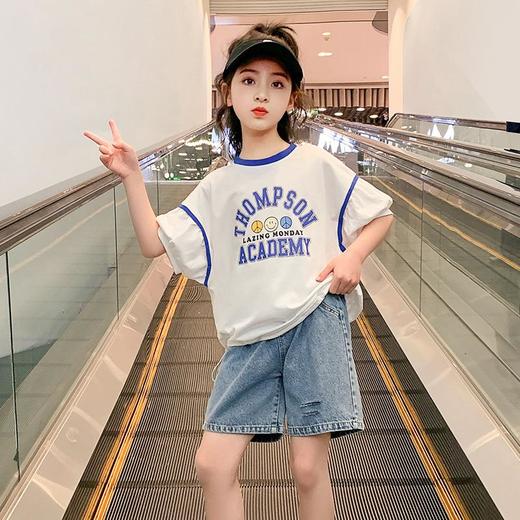 女童夏装短袖T恤2023新款洋气童装半袖女孩大童棉质儿童上衣夏季 商品图2