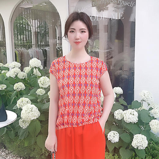 圣三利女装 新款异域波西米亚印花轻薄连袖圆领衫，上衣SL2022140 商品图2