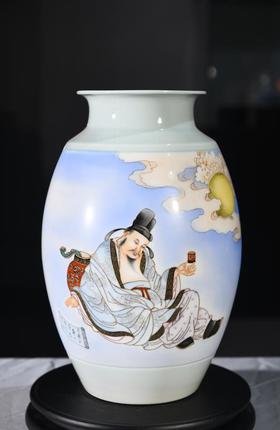 粉彩人物明月太白醉赏瓶