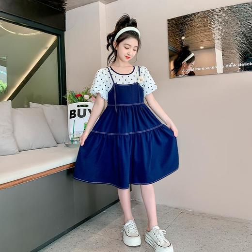 女童夏装连衣裙2023新款洋气女孩牛仔裙女大童裙子儿童夏季公主裙 商品图2