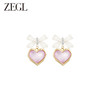 ZEGL粉色蝴蝶结爱心耳环女小众设计感高级耳钉2023年新款爆款耳饰 商品缩略图1