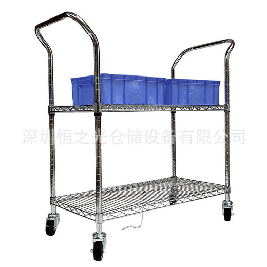 两层手推车 线网镀铬带轮 商品图0
