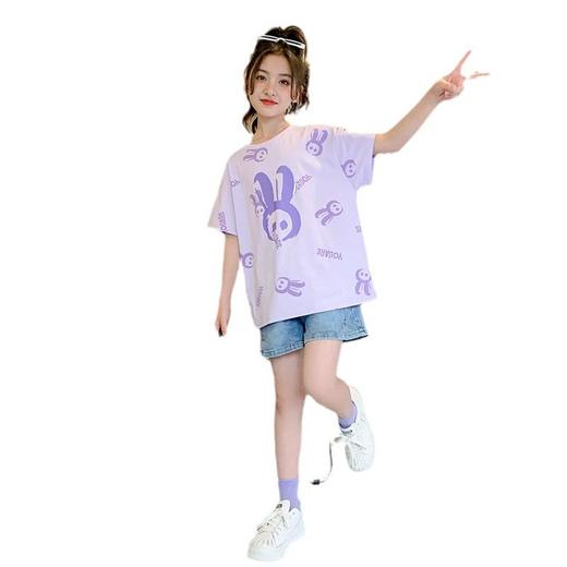 女童短袖T恤夏装2023新款洋气童装女大童半袖纯棉儿童上衣夏季潮 商品图4
