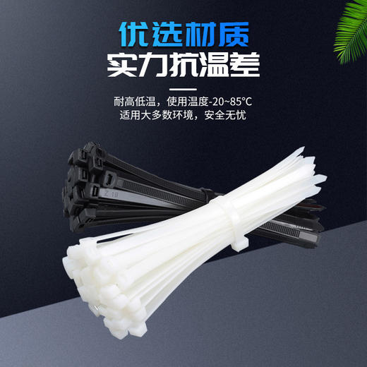 「拍1发3！9.9元包邮」自锁式尼龙扎带黑白色塑料扎带束线带扣式捆绑带非国标 商品图2
