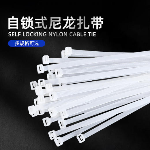 「拍1发3！9.9元包邮」自锁式尼龙扎带黑白色塑料扎带束线带扣式捆绑带非国标 商品图0