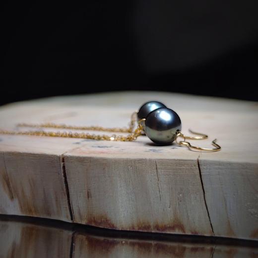 18k镶嵌塔希提海水黑珍珠耳环 商品图6