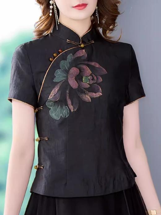 NRJ-22900923中国风旗袍女2023新款夏季妈妈中式唐装上衣 商品图2