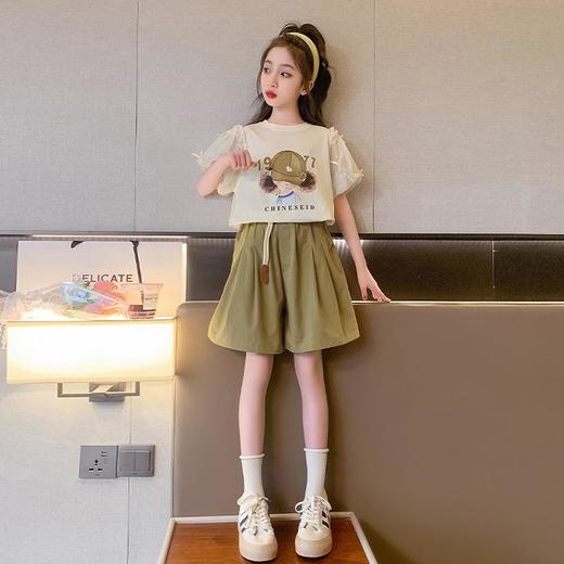 女童夏装短袖套装2023新款网红洋气童装夏季短裤两件套儿童衣服夏 商品图1