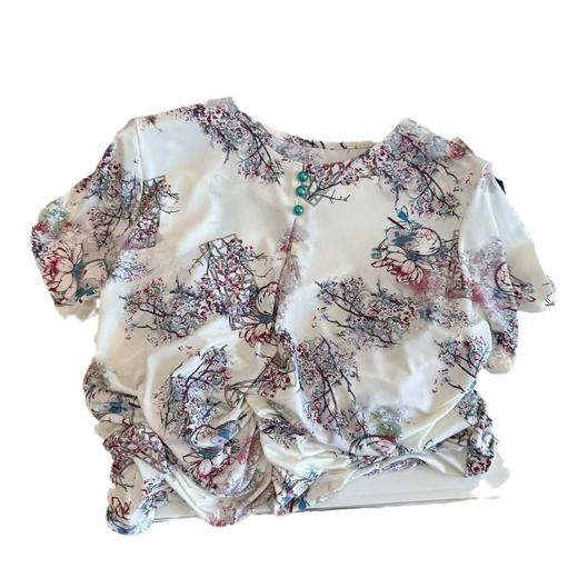 【夏季新款宽松大码居家套装】天然薄荷醇冰丝更加清凉 中老年妈妈短袖套装 满版印花高端清晰雅而不俗  商品图4