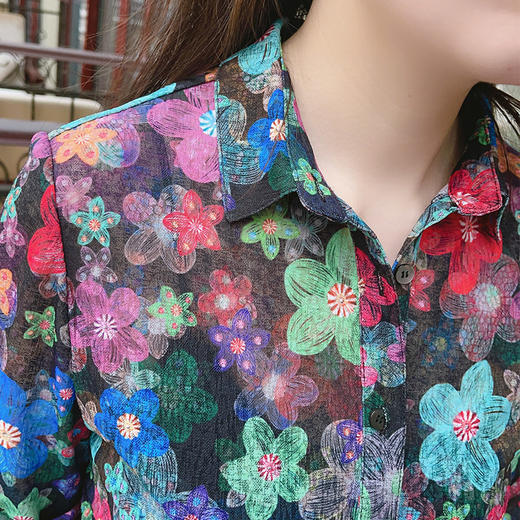 圣三利女装 五彩印花针织基础款衬衫SL2014106 商品图4
