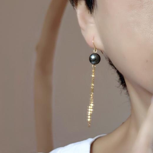 18k镶嵌塔希提海水黑珍珠耳环 商品图11