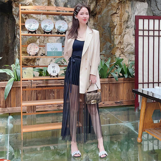 SAINT L’UCK/圣媛女装 优雅网纱压褶半身裙SA320B56 商品图1