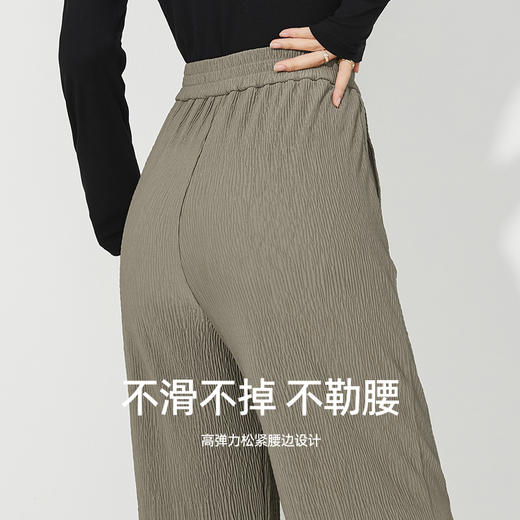 逸阳春夏款高腰压褶阔腿裤女直筒宽松米白色拖地裤子9901 商品图5