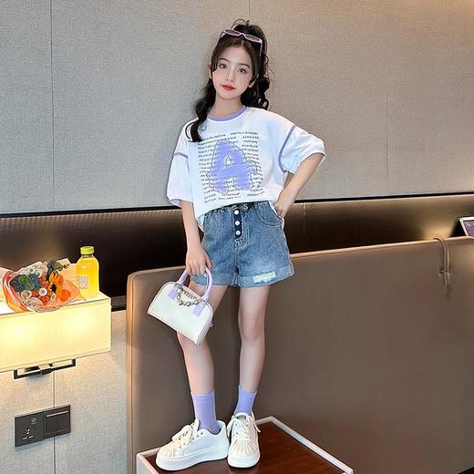 女童短袖T恤夏装2023新款夏季潮薄款上衣女大童纯棉儿童半袖夏款 商品图2
