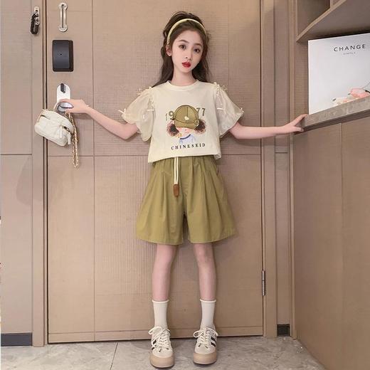 女童夏装短袖套装2023新款网红洋气童装夏季短裤两件套儿童衣服夏 商品图3