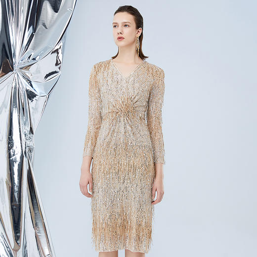 EITIE爱特爱秋季新款优雅刺绣亮片礼服连衣裙7577206 商品图7