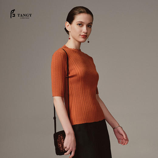 TANGY Collection天意高定2023秋季新品商场同款染秋系列女士中袖针织衫 商品图0