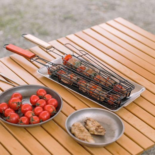 户外木柄烧烤笼露营肉类蔬菜烧烤网架野餐BBQ烤肉工具炭烤香肠签 商品图7