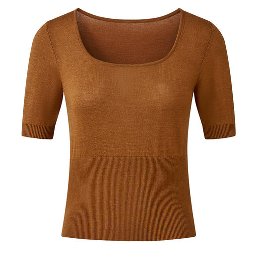 TANGY Collection天意高端2023秋季新品商场同款染秋系列女士针织短袖 商品图4