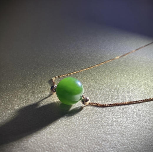 和田玉（碧玉）10mm玉珠路路通套链（配925银可调节肖邦链） 商品图1