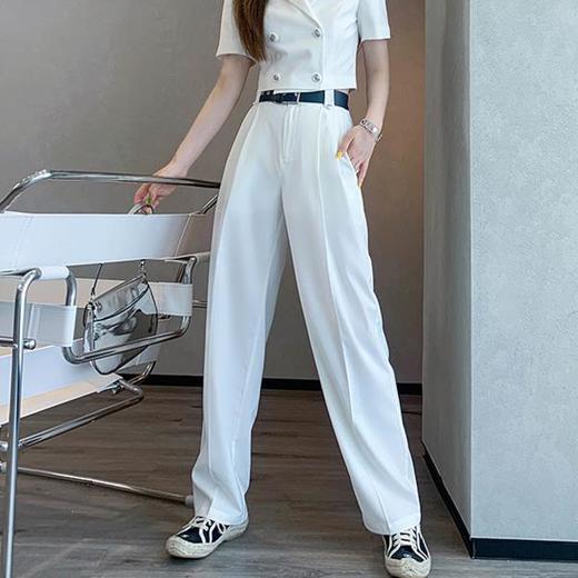 BeQueenStory【加州假日】百搭减龄高腰休闲阔腿长裤2023年夏装女 商品图0