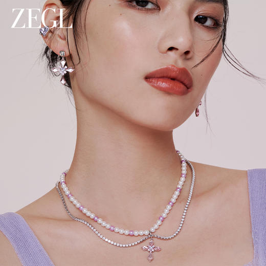 ZEGL设计师仙甜十字架系列叠戴珍珠项链女款轻奢高级感双层锁骨链 商品图3