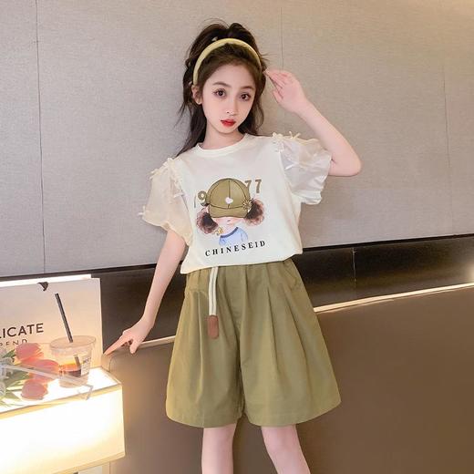 女童夏装短袖套装2023新款网红洋气童装夏季短裤两件套儿童衣服夏 商品图2