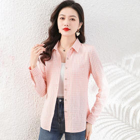 格子衬衫女款长袖春秋款，新款宽松中年妈妈装小衫打底衬衣上衣QB-TLCZ96333
