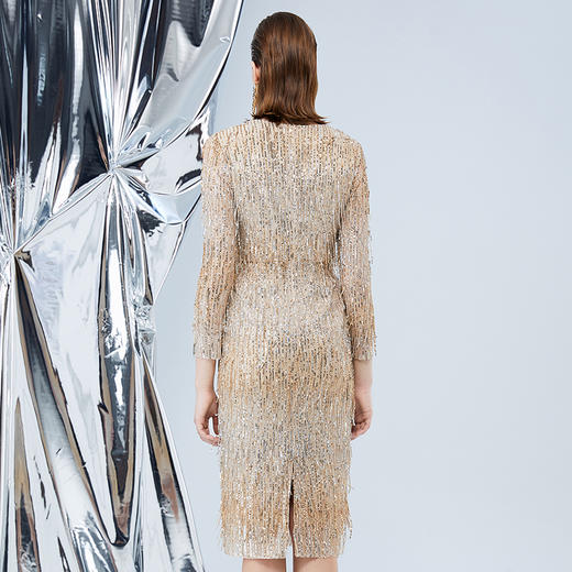 EITIE爱特爱秋季新款优雅刺绣亮片礼服连衣裙7577206 商品图9