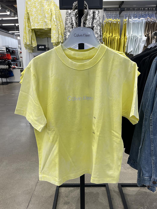 Calvin Klein/CK 女士圆领纯棉扎染LOGO印花透气舒适休闲短袖T恤 商品图0