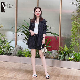 圣三利女装休闲条纹西装外套SL121A06