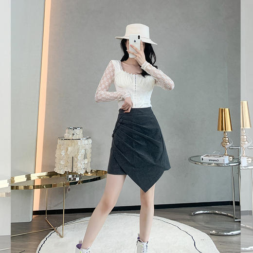 【大货捡漏，不退不换】   不规则下摆褶皱单排扣显瘦裙 商品图2