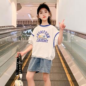 女童夏装短袖T恤2023新款洋气童装半袖女孩大童棉质儿童上衣夏季