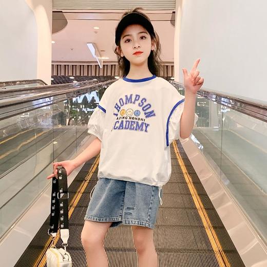 女童夏装短袖T恤2023新款洋气童装半袖女孩大童棉质儿童上衣夏季 商品图0