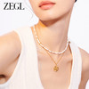 ZEGL设计师金币系列金色圆牌项链女双层叠戴贝壳锁骨链choker颈链 商品缩略图1