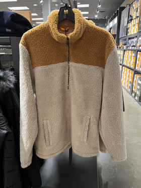 Timberland/添柏岚 男士潮流拼色仿羊羔绒半拉链立领休闲棉服外套