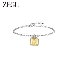 ZEGL设计师金币系列笑脸手链女生轻奢小众设计感精致金色复古手饰