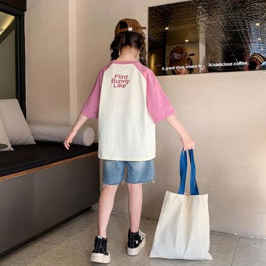 女童夏装短袖T恤纯棉2023新款洋气童装儿童夏季上衣女大童半袖潮 商品图3