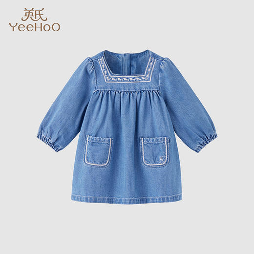 英氏童装女童连衣裙2023秋季新款休闲牛仔裙YRLAJ3P244A 商品图0