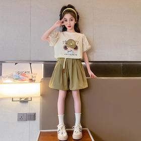 女童夏装短袖套装2023新款网红洋气童装夏季短裤两件套儿童衣服夏