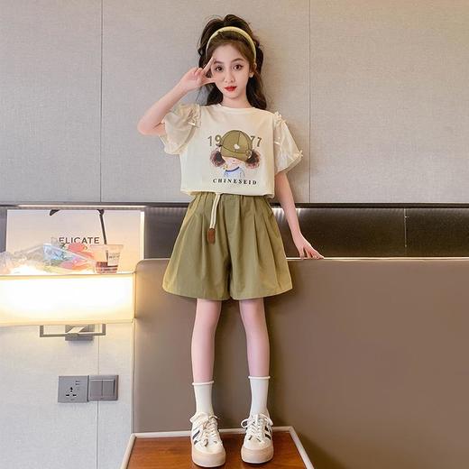 女童夏装短袖套装2023新款网红洋气童装夏季短裤两件套儿童衣服夏 商品图0