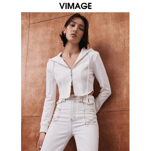 VIMAGE纬漫纪203秋季新款时尚休闲显瘦连帽女上衣V2003611 商品图4