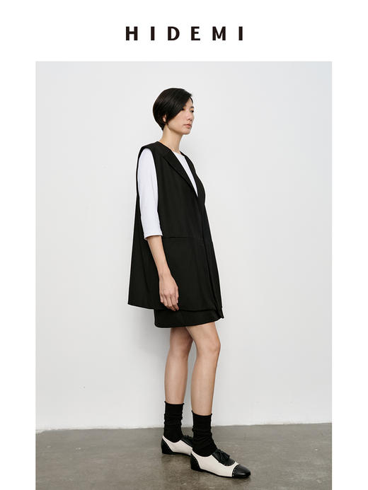 HIDEMI 翻领极简廓形西装式马夹 商品图5