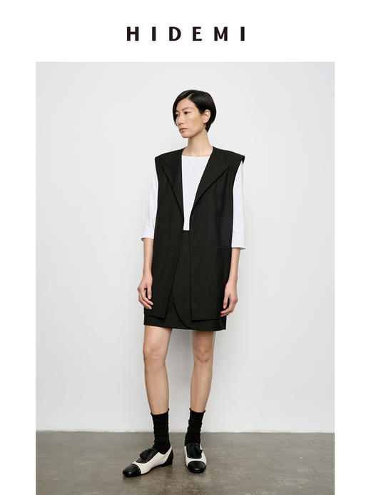 HIDEMI 翻领极简廓形西装式马夹 商品图6