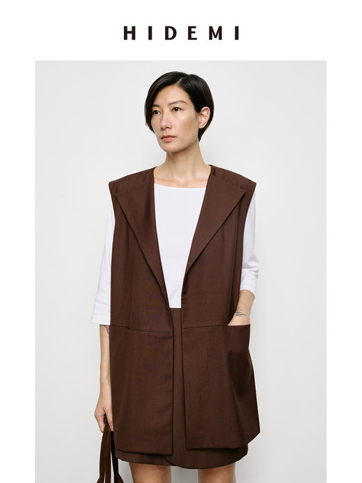 HIDEMI 翻领极简廓形西装式马夹 商品图13