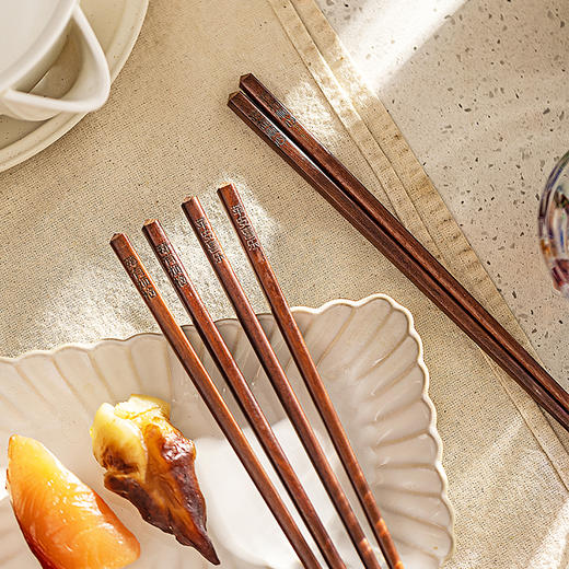 摩登主妇许愿抗菌红檀木筷子套装家用一人一筷木质原木实木筷子 商品图0