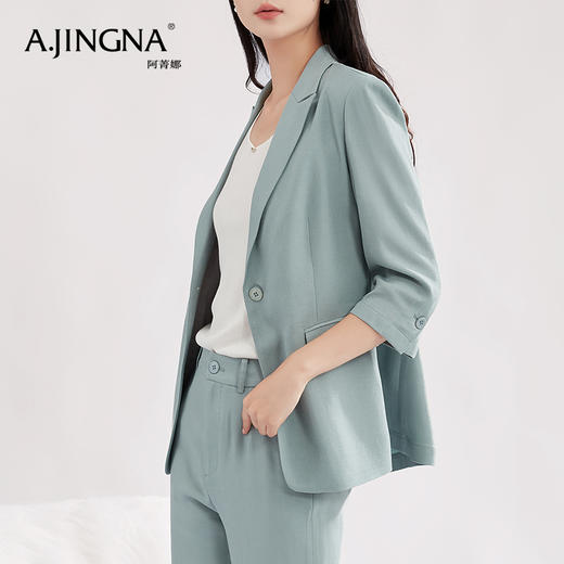 【积分兑换】阿菁娜质地轻薄醋酸纤维浅绿色西装外套A27C108060 商品图3